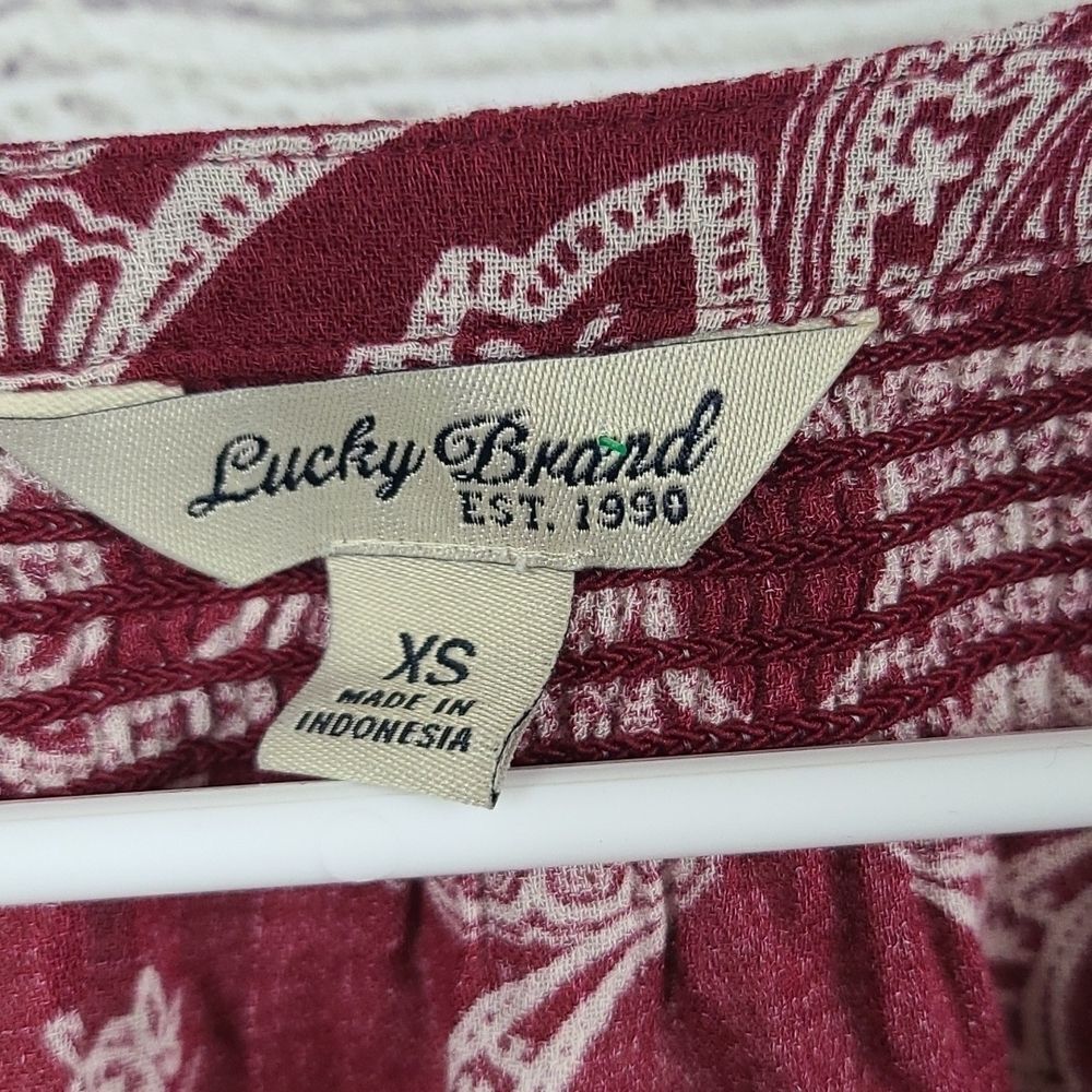 Lucky Brand Coastal Cowgirl Boho Blouse XS Paisley Scarf Print Flowy It Girl Top - Picture 3 of 9